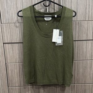 7 For All Mankind Olive Green Sleeveless Knit Tank